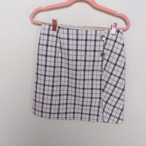 Nasty Gal Blue and White Check Button Front Mini Skirt Size 6
